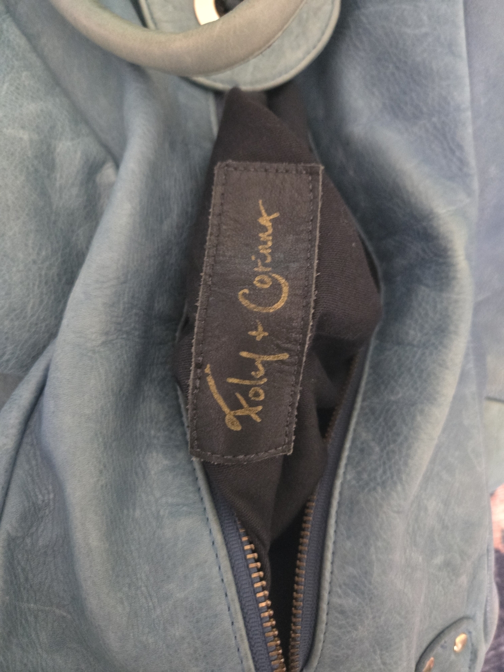 Vintage Y2K Foley + Corinna Teal Green Leather Hobo Shoulder RE Balenciaga City - Picture 10 of 17